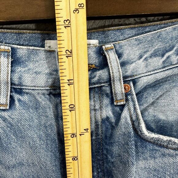 Mango mng Jeans Womens 4 Selina Button Fly Wide Leg Light Wash Distressed Boho - Picture 8 of 11